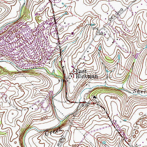 Topographic Map of East Hickman, KY