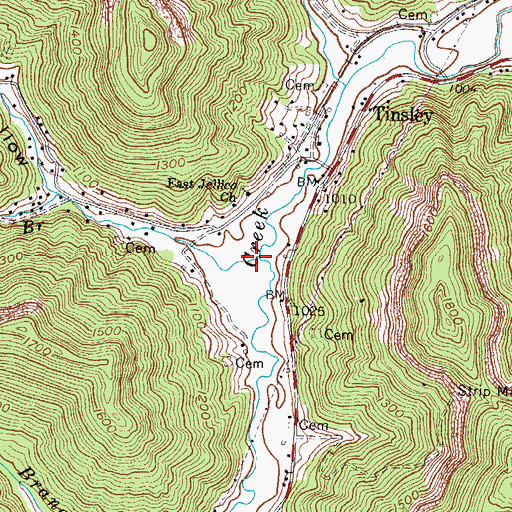 Topographic Map of East Jellico Branch, KY