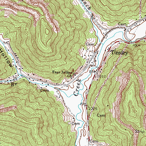 Topographic Map of East Jellico Baptist Church, KY