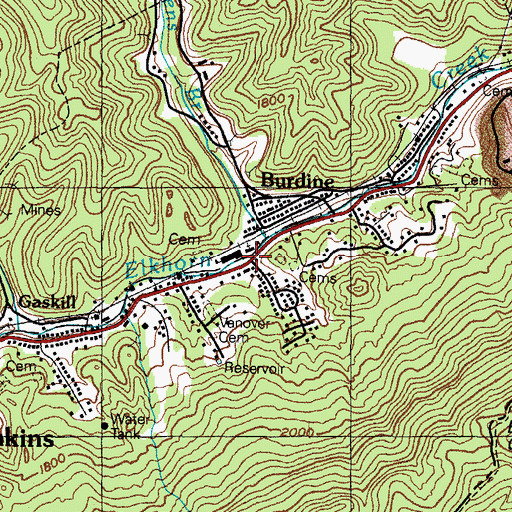 Topographic Map of East Jenkins, KY