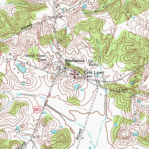Topographic Map of East Lawn Cemetery, KY