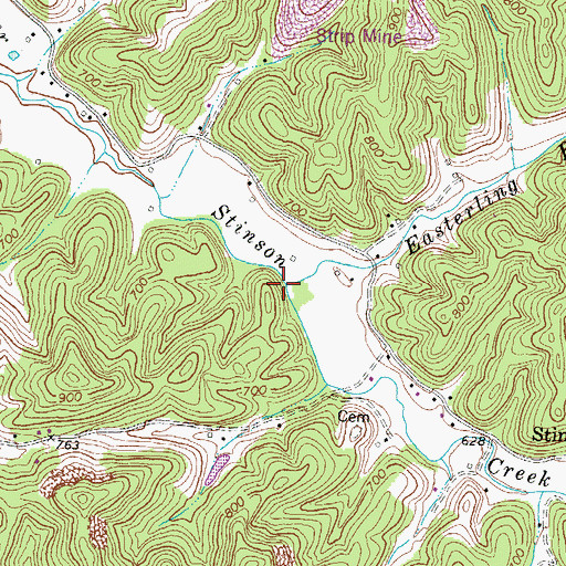 Topographic Map of Easterling Branch, KY
