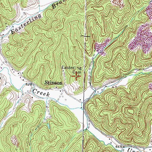 Topographic Map of Easterling Cemetery, KY