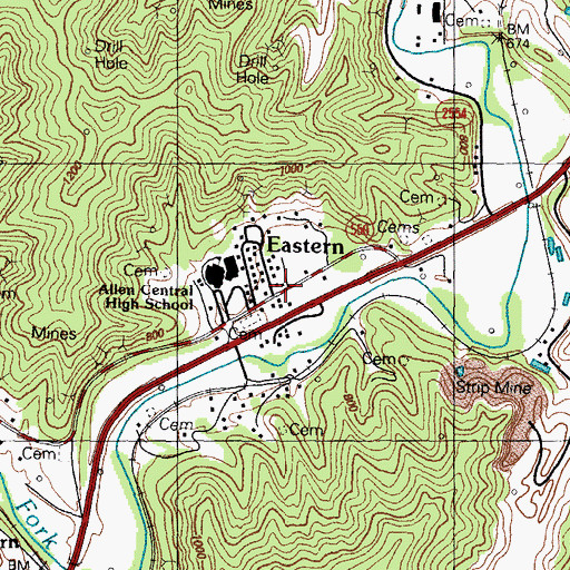 Topographic Map of Eastern, KY