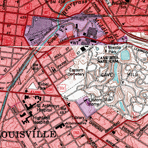 Topographic Map of Eastern Cemetery, KY