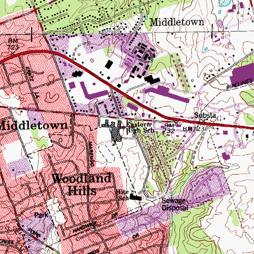 Topographic Map of Eastern High School, KY