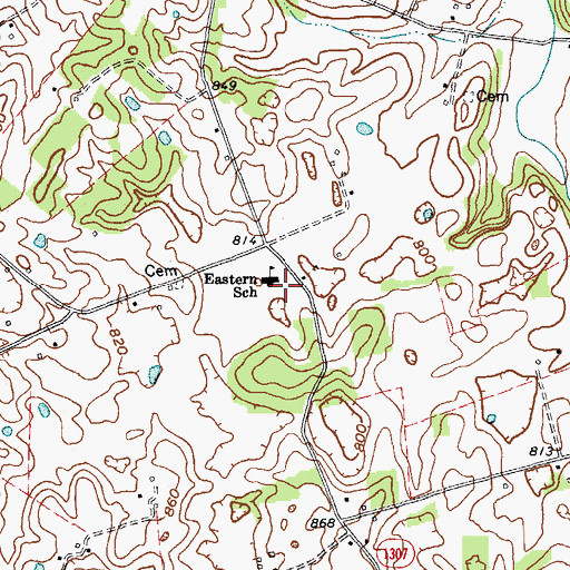 Topographic Map of Eastern School, KY