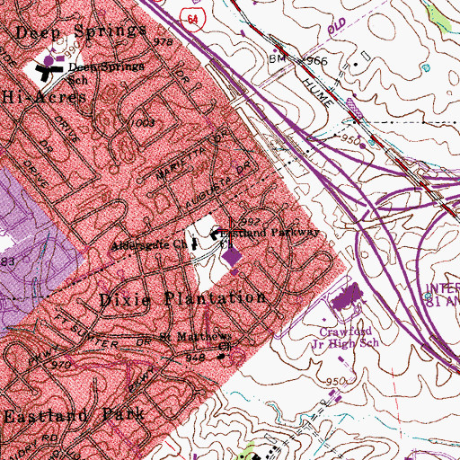 Topographic Map of Eastland Parkway Church, KY