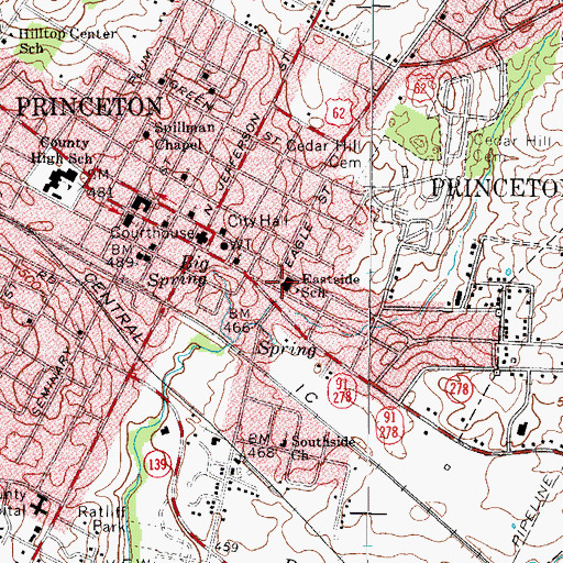 Topographic Map of Eastside School, KY