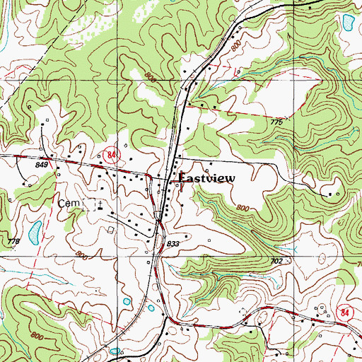 Topographic Map of Eastview, KY
