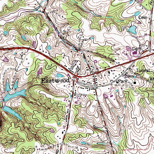 Topographic Map of Eastwood, KY