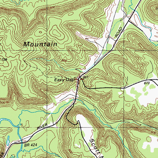 Topographic Map of Easy Gap, KY