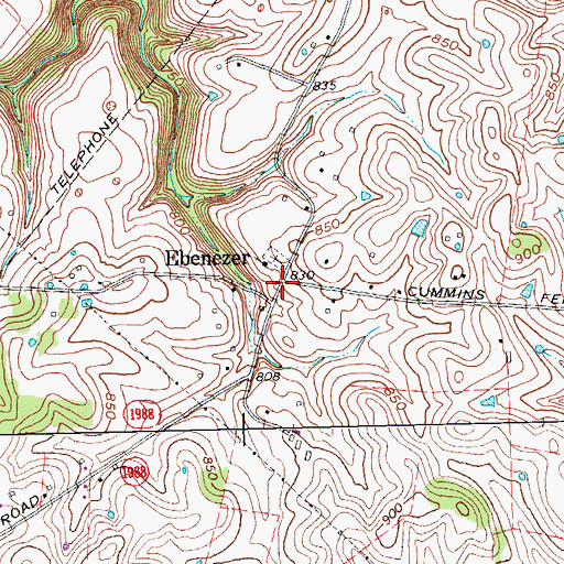 Topographic Map of Ebenezer, KY
