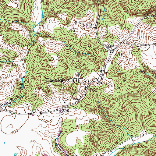 Topographic Map of Ebenezer Church, KY