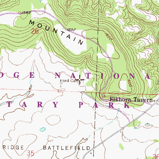 Topographic Map of Ford Cemetery, AR
