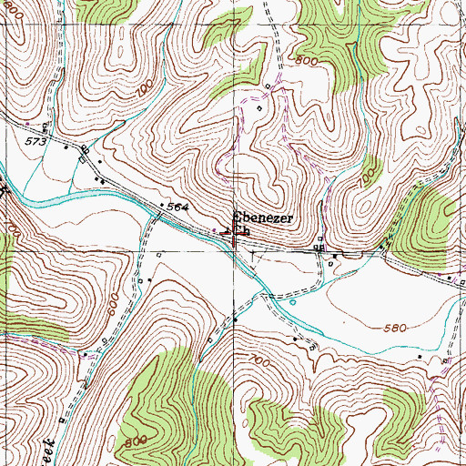 Topographic Map of Ebenezer Church, KY