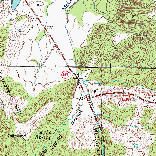 Topographic Map of Echo Spring Branch, KY