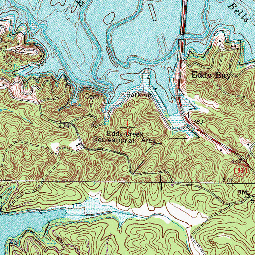 Topographic Map of Eddy Creek Recreational Area, KY