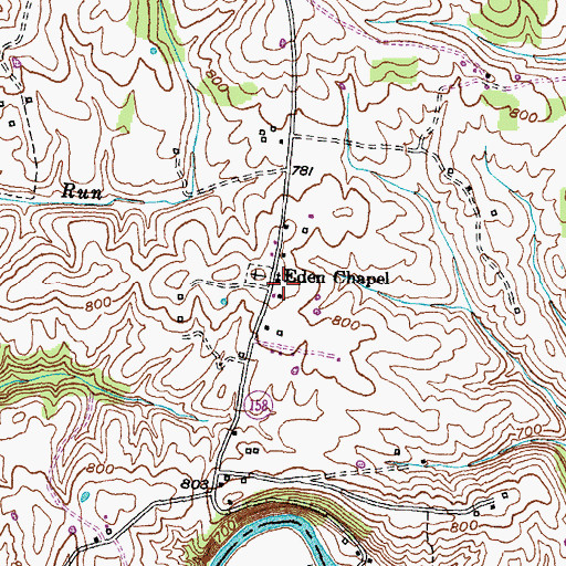Topographic Map of Eden Chapel, KY
