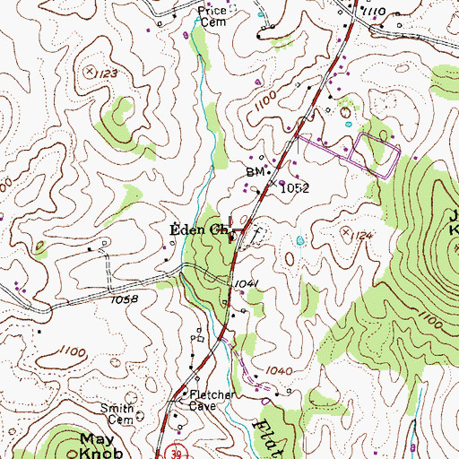 Topographic Map of Eden Church, KY