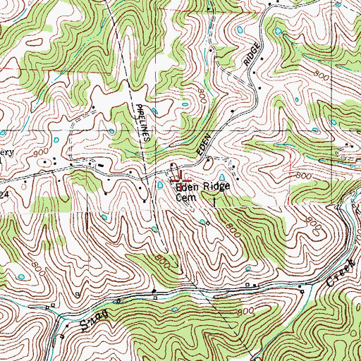 Topographic Map of Eden Ridge Cemetery, KY