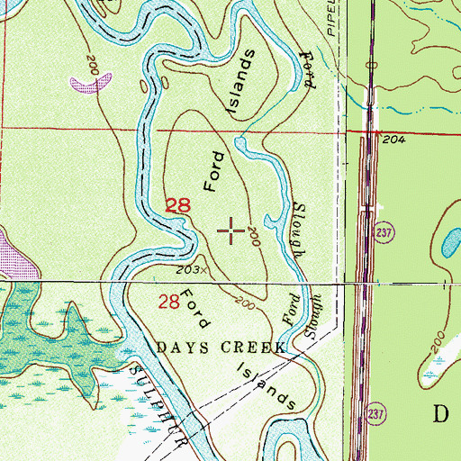 Topographic Map of Ford Islands, AR