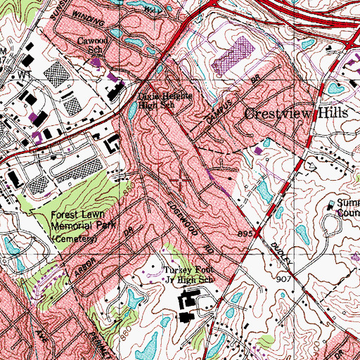 Topographic Map of Edgewood, KY