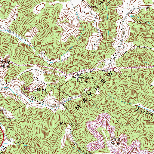 Topographic Map of Edison Cemetery, KY