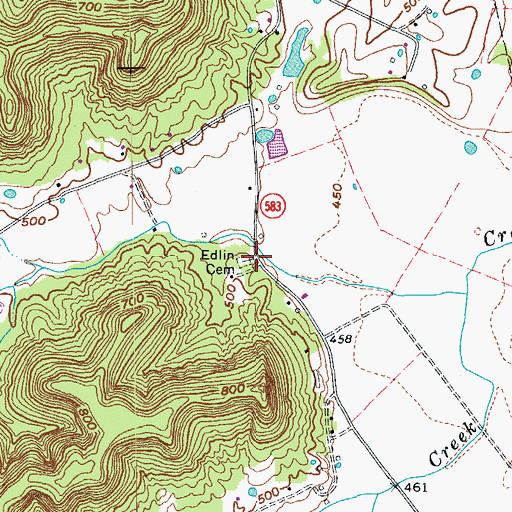 Topographic Map of Edlin Cemetery, KY