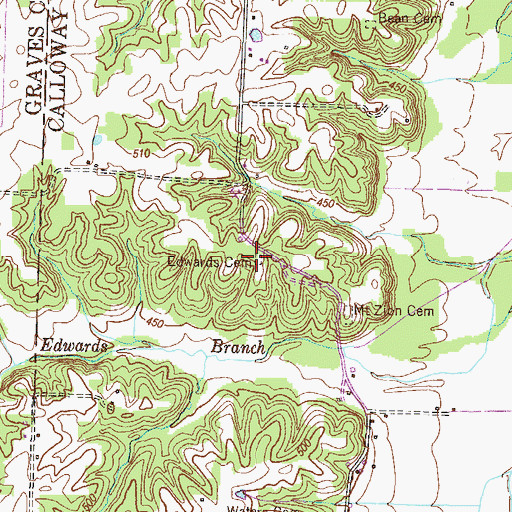 Topographic Map of Edwards Cemetery, KY