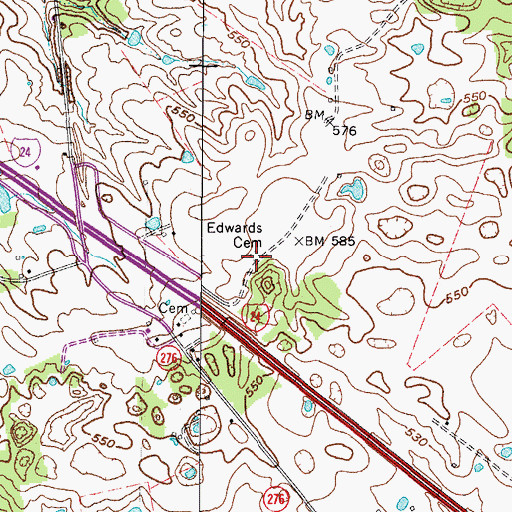 Topographic Map of Edwards Cemetery, KY