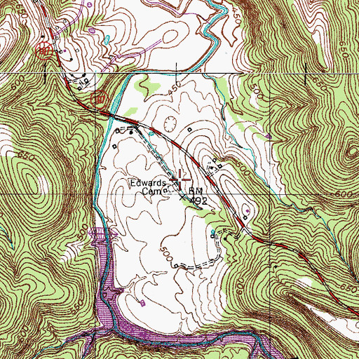 Topographic Map of Edwards Cemetery, KY