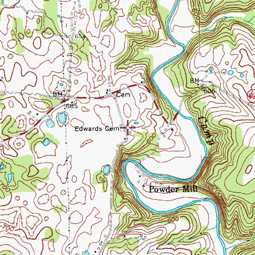 Topographic Map of Edwards Cemetery, KY