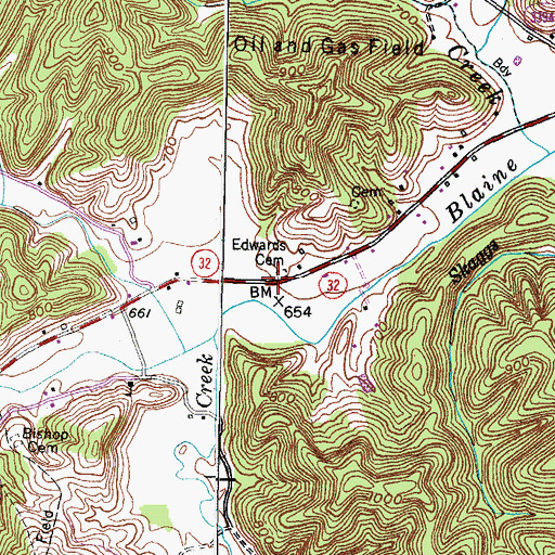 Topographic Map of Edwards Cemetery, KY