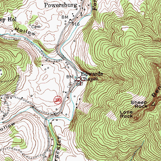 Topographic Map of Edwards Chapel, KY