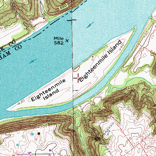 Topographic Map of Eighteenmile Island, KY