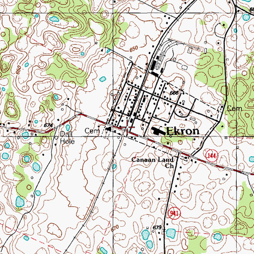 Topographic Map of Ekron, KY