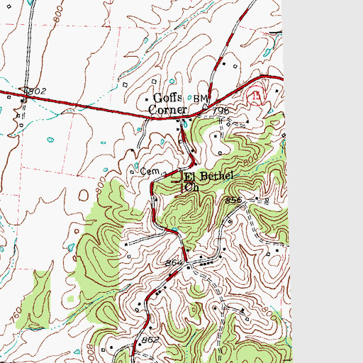 Topographic Map of El Bethel Church, KY