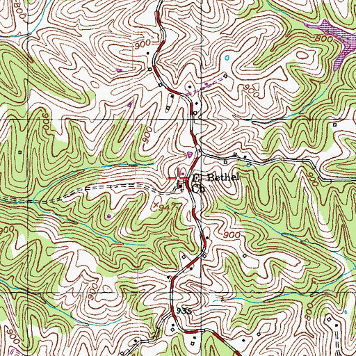 Topographic Map of El Bethel Christian Church, KY