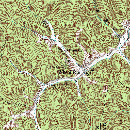 Topographic Map of Elam Cemetery, KY