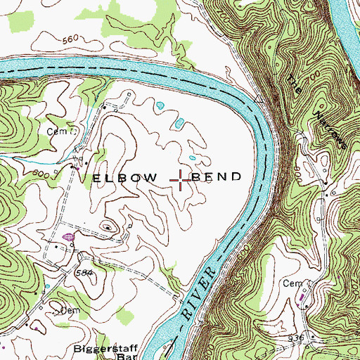 Topographic Map of Elbow Bend, KY