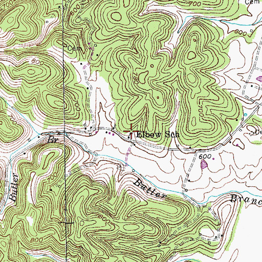Topographic Map of Elbow School, KY