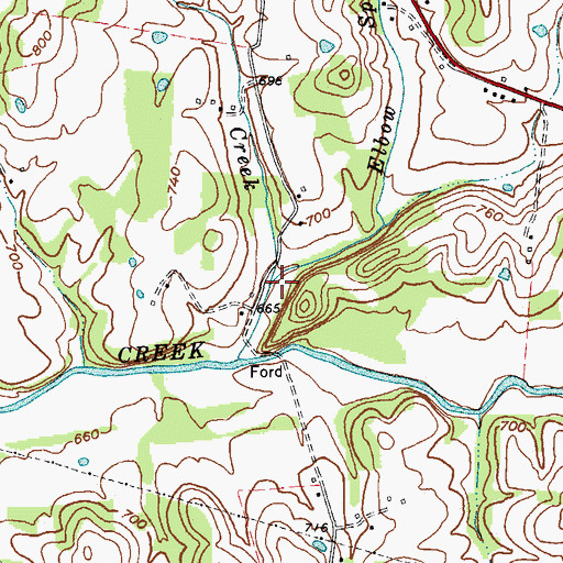 Topographic Map of Elbow Spring Creek, KY