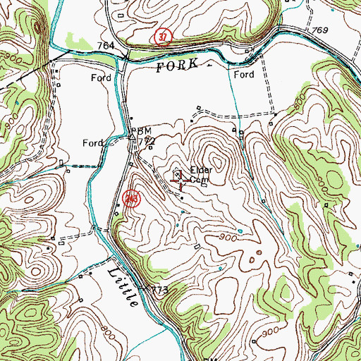 Topographic Map of Elder Cemetery, KY