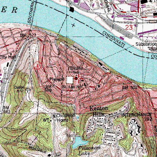 Topographic Map of Eleventh District School, KY