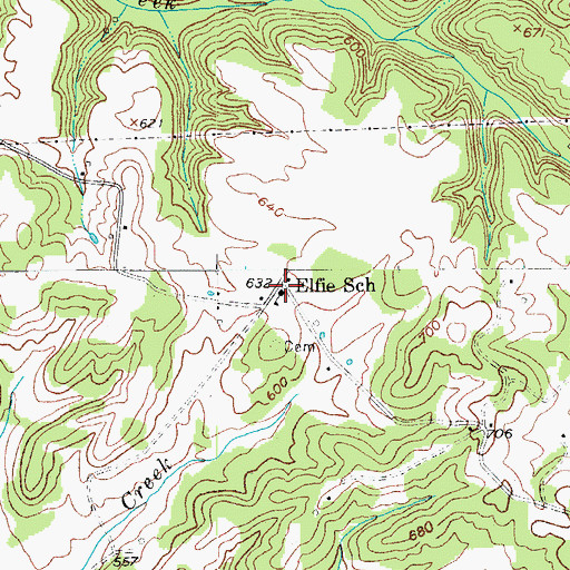 Topographic Map of Elfie School, KY