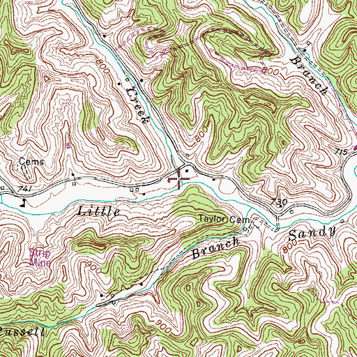 Topographic Map of Elijah Creek, KY