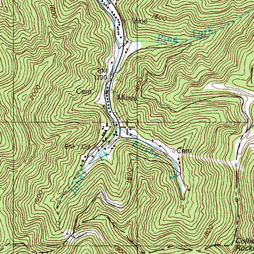 Topographic Map of Elisha Fork, KY