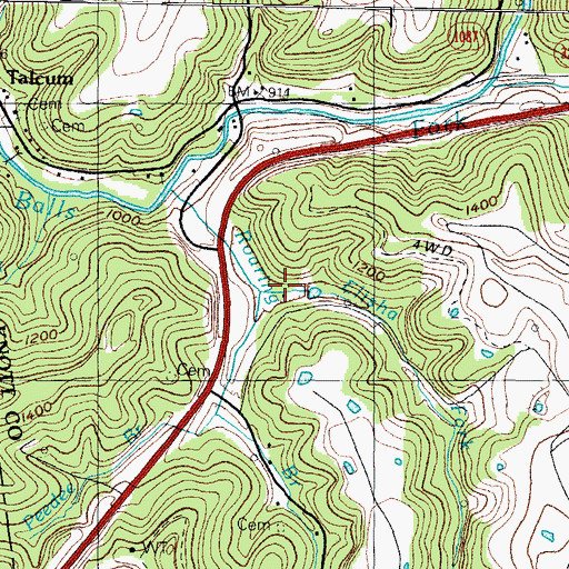 Topographic Map of Elisha Fork, KY