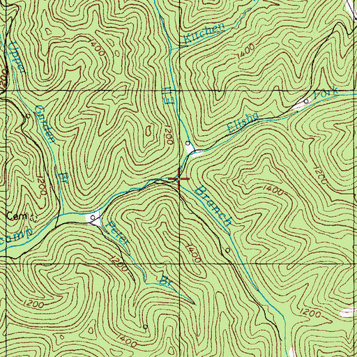 Topographic Map of Elisha Fork, KY